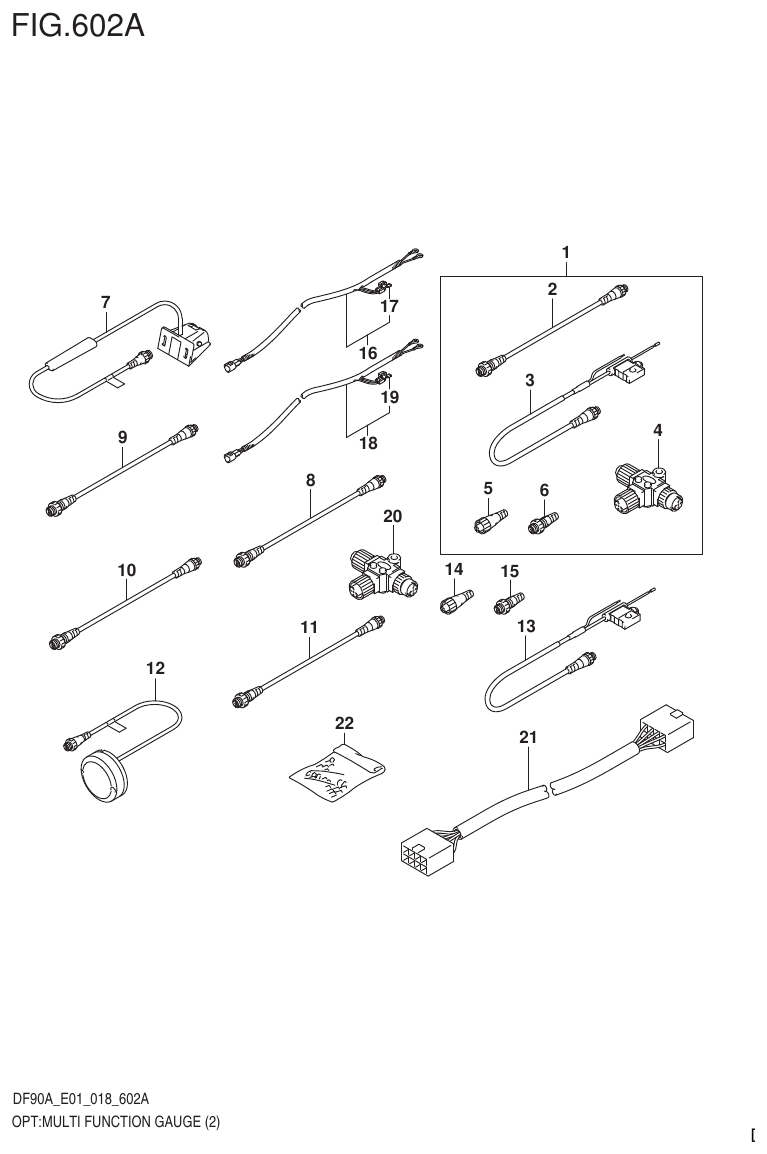 Suzuki DF80A, DF90A, DF90ATH, DF100B OPT:MULTI FUNCTION GAUGE (2) (DF70A)(DF80A)(DF90A)(DF100B) parts diagram