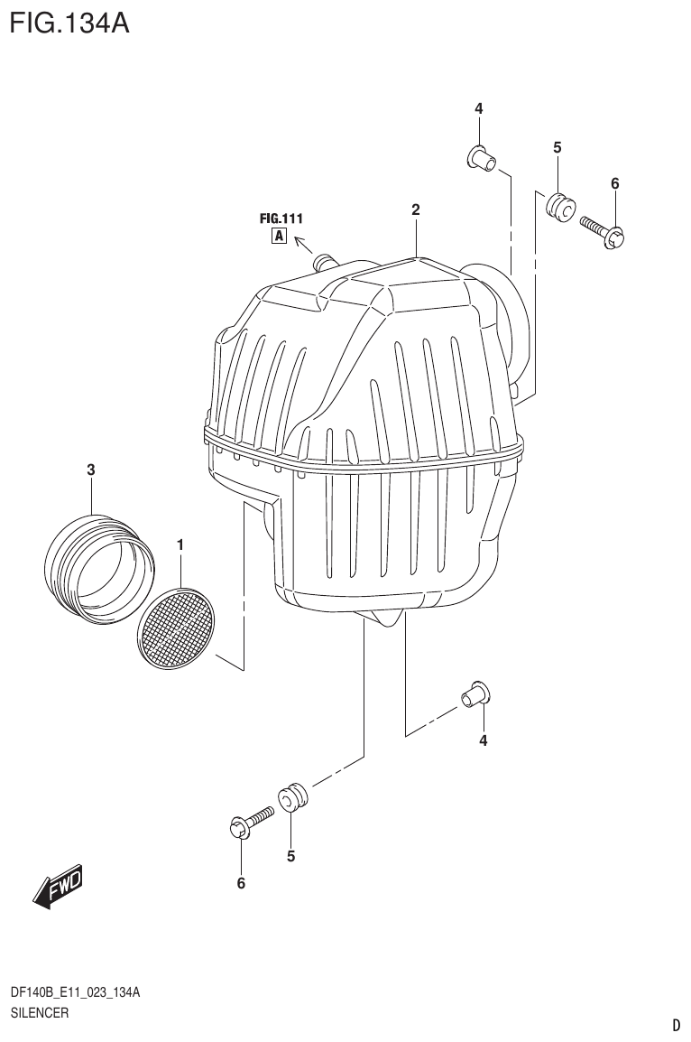 Suzuki DF140B, DF140BT, DF140BZ, DF115BT, DF115BZ, DF115B SILENCER parts diagram