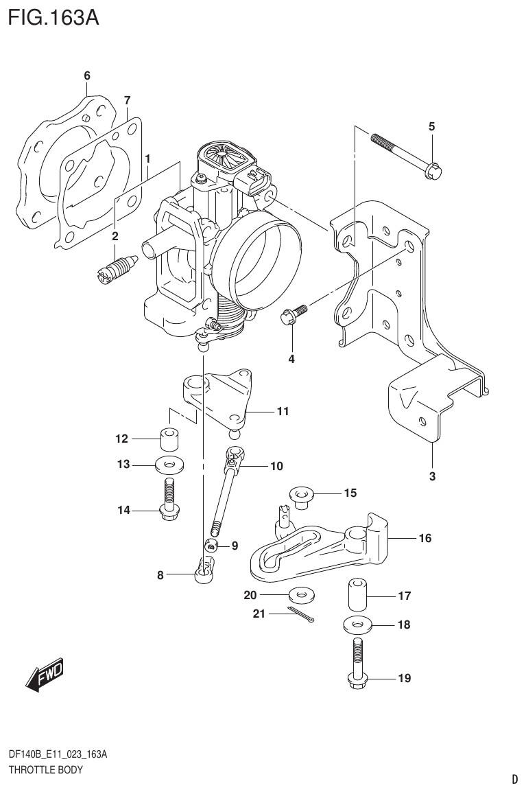 Suzuki DF140B, DF140BT, DF140BZ, DF115BT, DF115BZ, DF115B THROTTLE BODY parts diagram