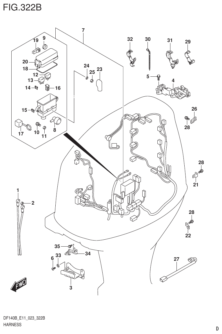Suzuki DF140B, DF140BT, DF140BZ, DF115BT, DF115BZ, DF115B HARNESS (DF115BT,DF115BZ) parts diagram