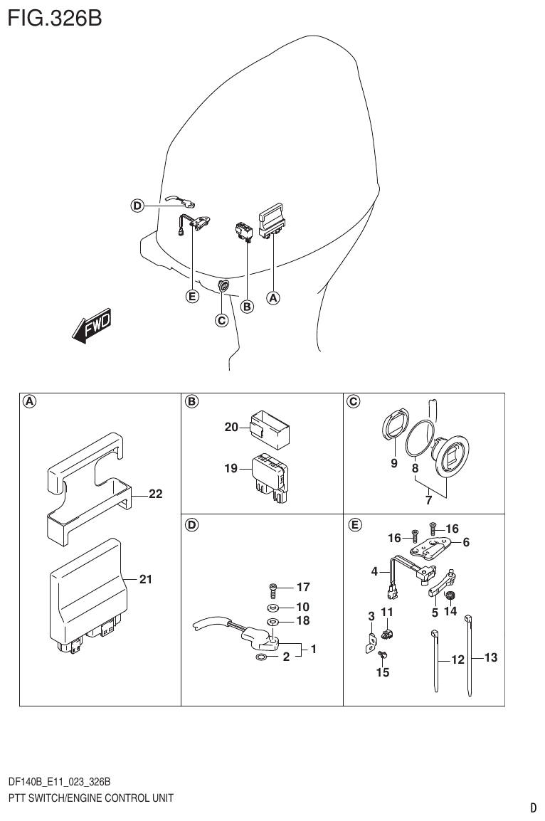 Suzuki DF140B, DF140BT, DF140BZ, DF115BT, DF115BZ, DF115B PTT SWITCH/ENGINE CONTROL UNIT parts diagram