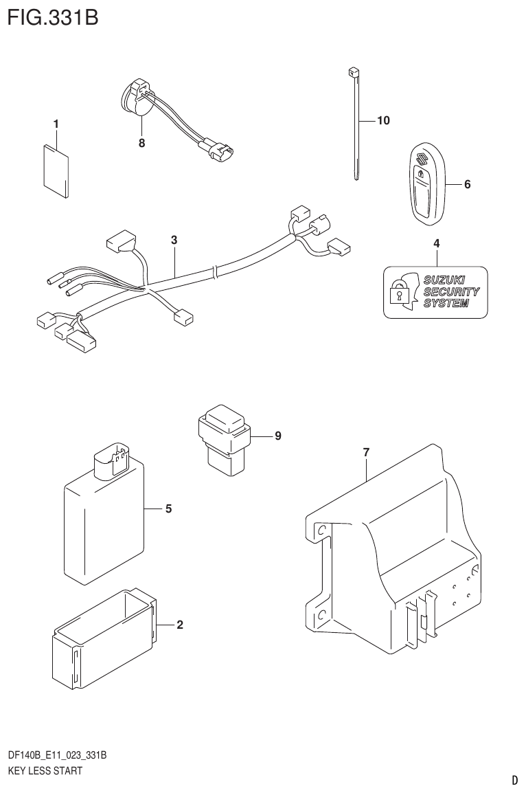 Suzuki DF140B, DF140BT, DF140BZ, DF115BT, DF115BZ, DF115B KEY LESS START (023) parts diagram