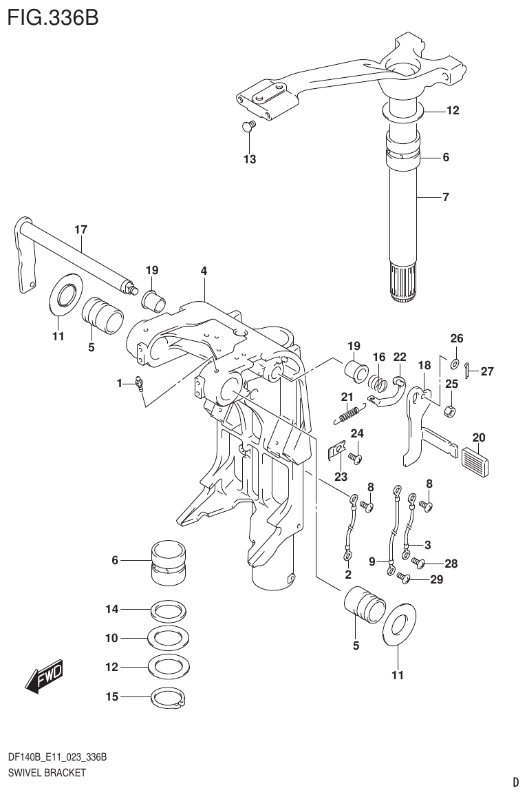 Suzuki DF140B, DF140BT, DF140BZ, DF115BT, DF115BZ, DF115B SWIVEL BRACKET (DF115BT,DF115BZ) parts diagram