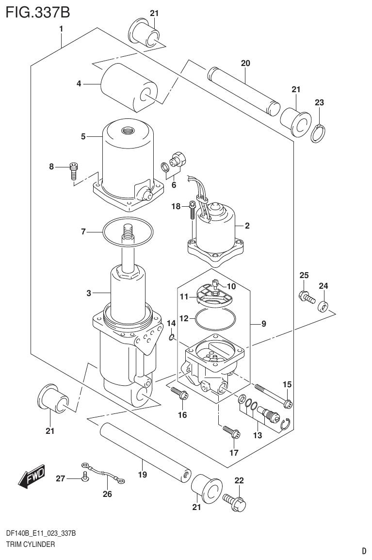 Suzuki DF140B, DF140BT, DF140BZ, DF115BT, DF115BZ, DF115B TRIM CYLINDER (DF115BT,DF115BZ) parts diagram