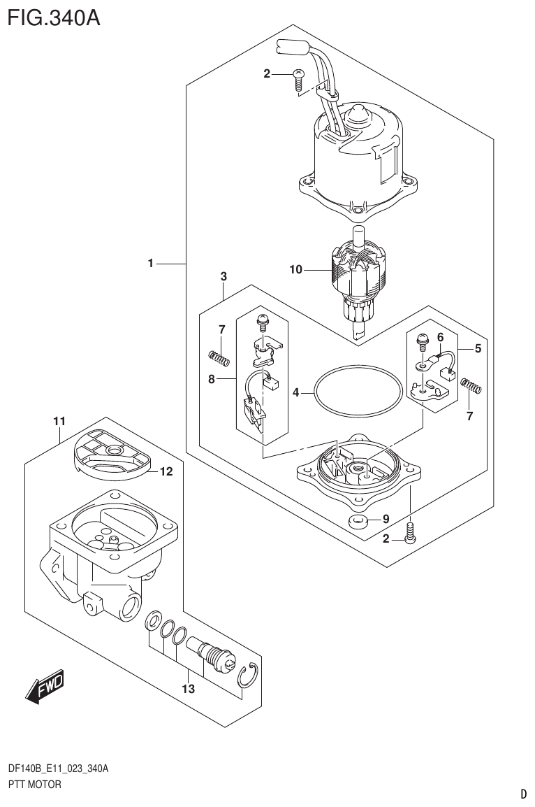 Suzuki DF140B, DF140BT, DF140BZ, DF115BT, DF115BZ, DF115B PTT MOTOR (DF140BT,DF140BZ) parts diagram