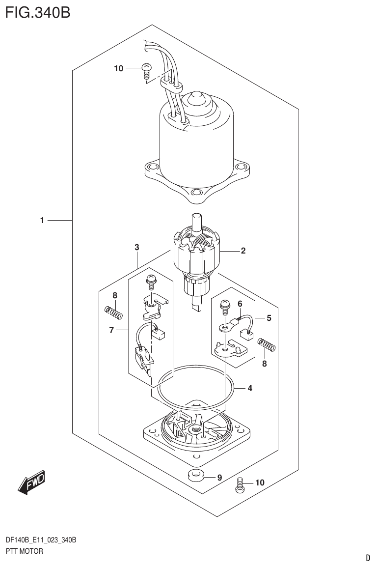 Suzuki DF140B, DF140BT, DF140BZ, DF115BT, DF115BZ, DF115B PTT MOTOR (DF115BT,DF115BZ) parts diagram
