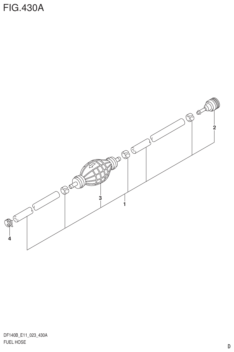 Suzuki DF140B, DF140BT, DF140BZ, DF115BT, DF115BZ, DF115B FUEL HOSE parts diagram