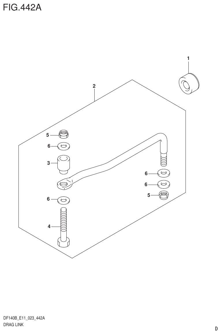 Suzuki DF140B, DF140BT, DF140BZ, DF115BT, DF115BZ, DF115B DRAG LINK parts diagram