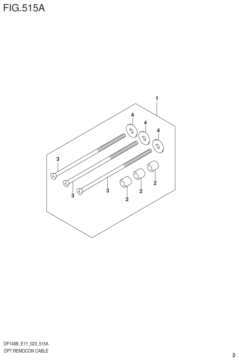 Suzuki DF140B, DF140BT, DF140BZ, DF115BT, DF115BZ, DF115B OPT:REMOCON CABLE parts diagram