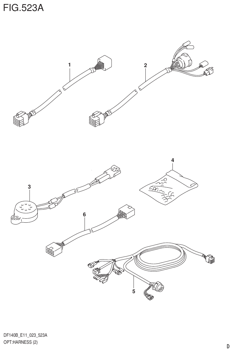 Suzuki DF140B, DF140BT, DF140BZ, DF115BT, DF115BZ, DF115B OPT:HARNESS (2) (022) parts diagram