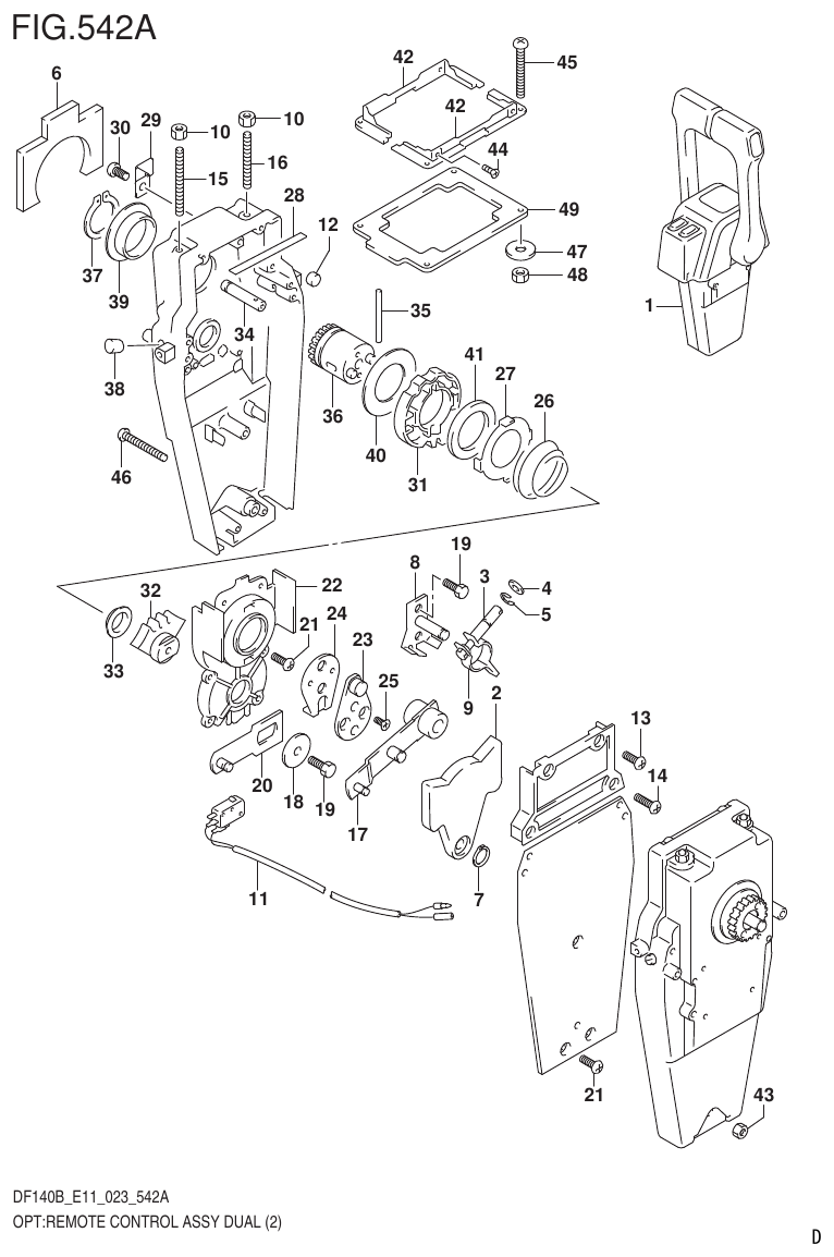 Suzuki DF140B, DF140BT, DF140BZ, DF115BT, DF115BZ, DF115B OPT:REMOTE CONTROL ASSY DUAL (2) parts diagram