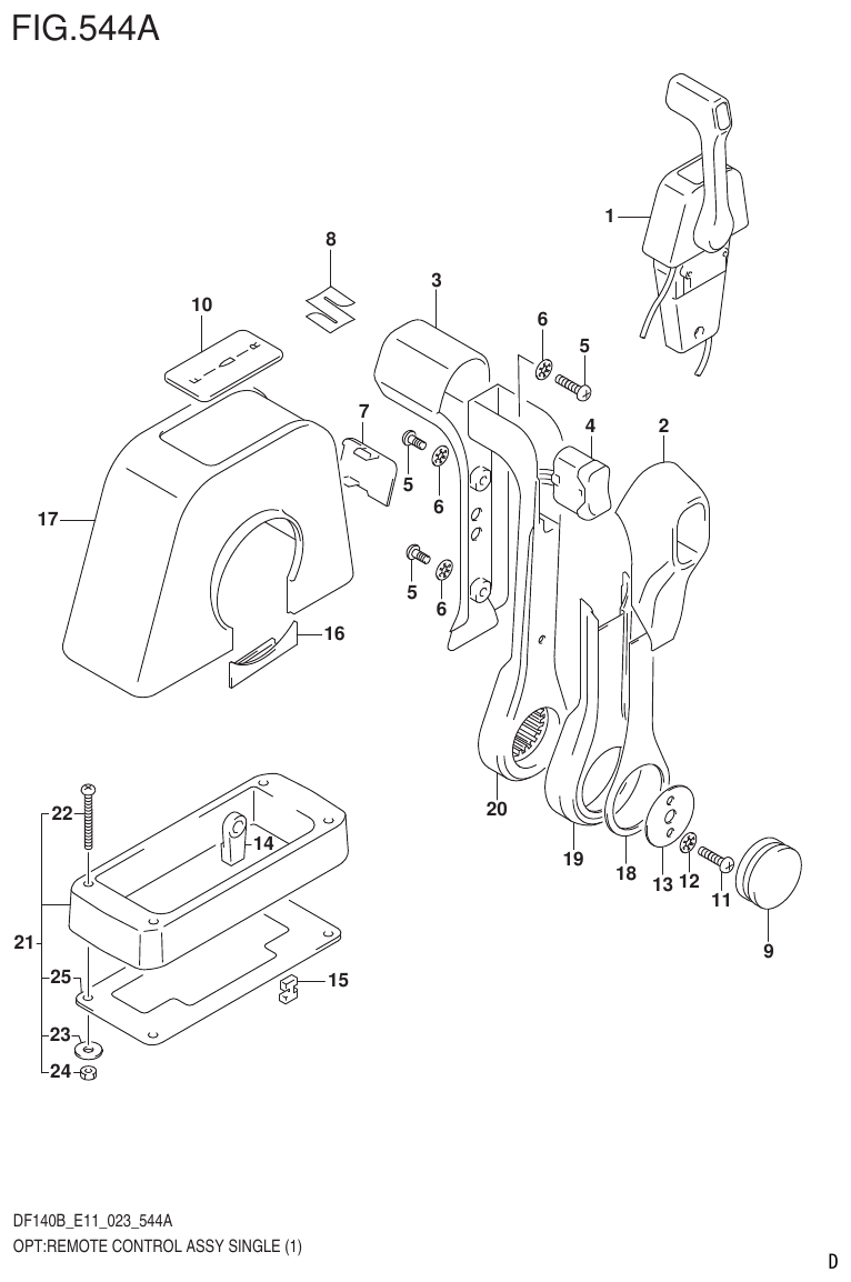 Suzuki DF140B, DF140BT, DF140BZ, DF115BT, DF115BZ, DF115B OPT:REMOTE CONTROL ASSY SINGLE (1) parts diagram