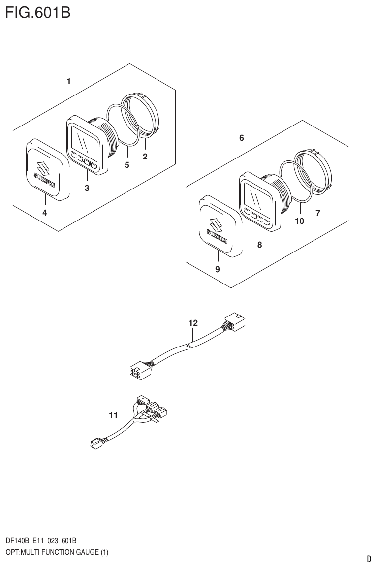 Suzuki DF140B, DF140BT, DF140BZ, DF115BT, DF115BZ, DF115B OPT:MULTI FUNCTION GAUGE (1) (023) parts diagram
