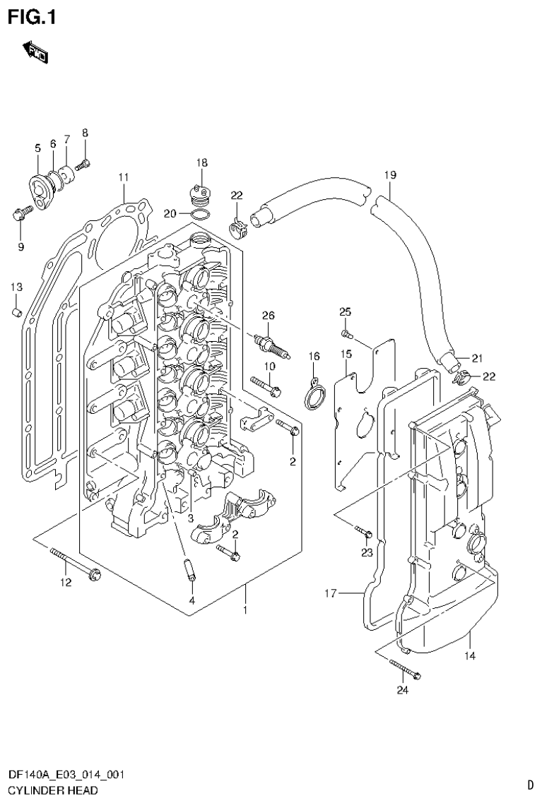 Suzuki DF115AT, DF115AZ, DF140AT, DF140AZ CYLINDER HEAD parts diagram