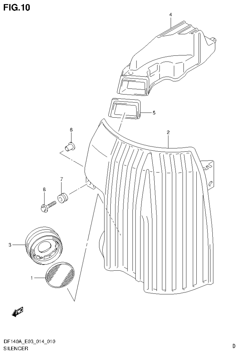 Suzuki DF115AT, DF115AZ, DF140AT, DF140AZ SILENCER (DF115AZ E03) parts diagram