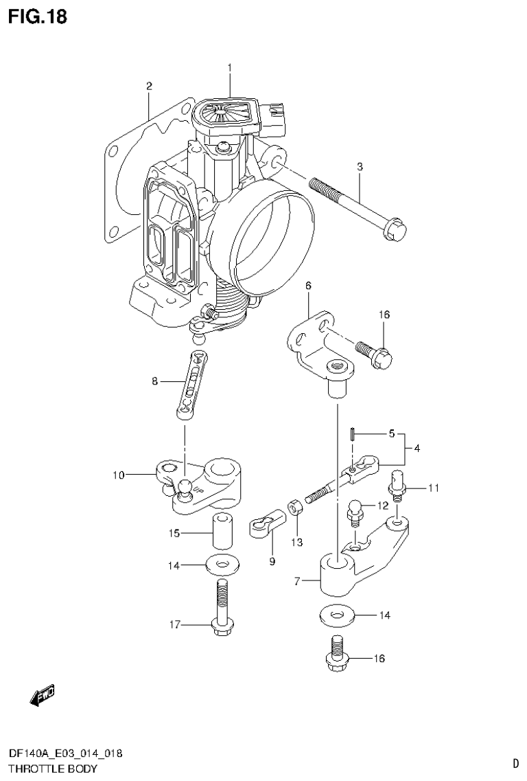 Suzuki DF115AT, DF115AZ, DF140AT, DF140AZ THROTTLE BODY parts diagram