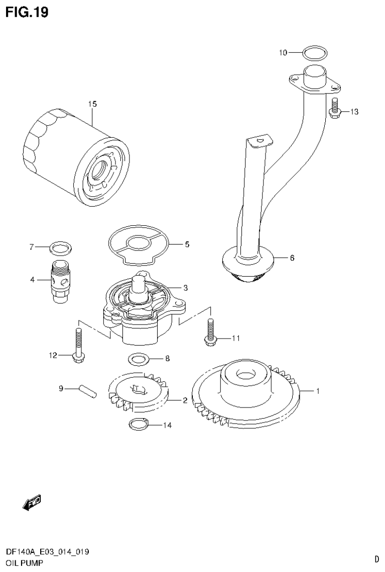 Suzuki DF115AT, DF115AZ, DF140AT, DF140AZ OIL PUMP parts diagram