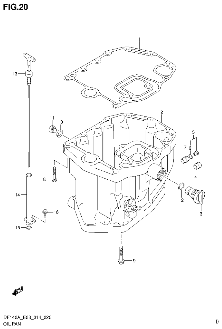 Suzuki DF115AT, DF115AZ, DF140AT, DF140AZ OIL PAN parts diagram