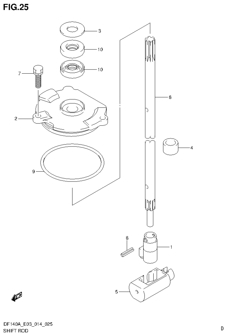 Suzuki DF115AT, DF115AZ, DF140AT, DF140AZ SHIFT ROD (DF140AT E03) parts diagram