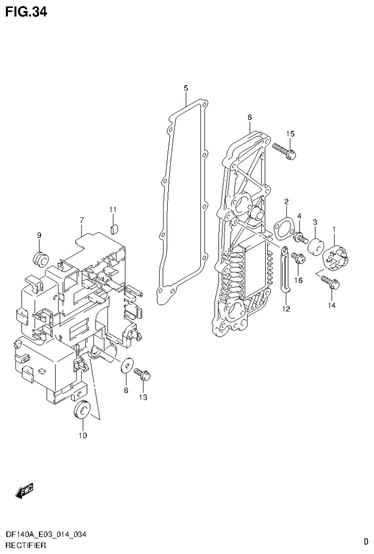 Suzuki DF115AT, DF115AZ, DF140AT, DF140AZ RECTIFIER parts diagram