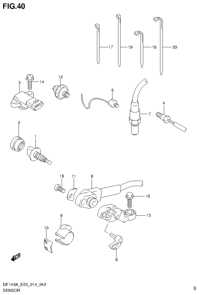 Suzuki DF115AT, DF115AZ, DF140AT, DF140AZ SENSOR (DF140AZ E03) parts diagram