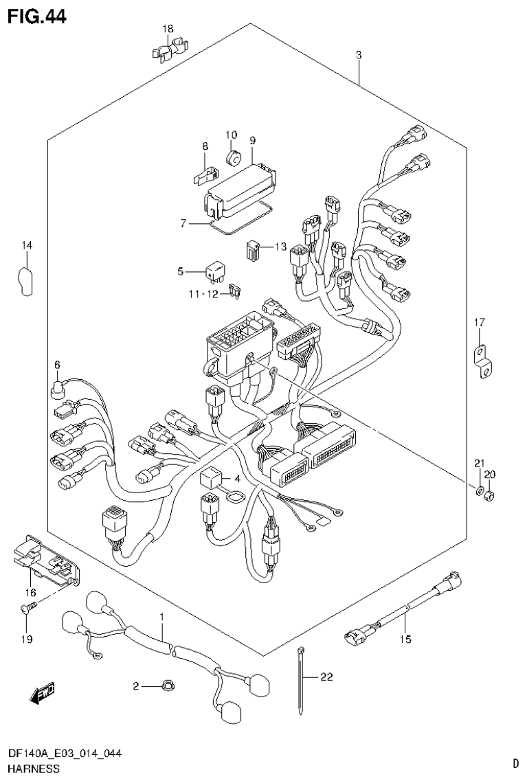 Suzuki DF115AT, DF115AZ, DF140AT, DF140AZ HARNESS (DF140AT E03) parts diagram