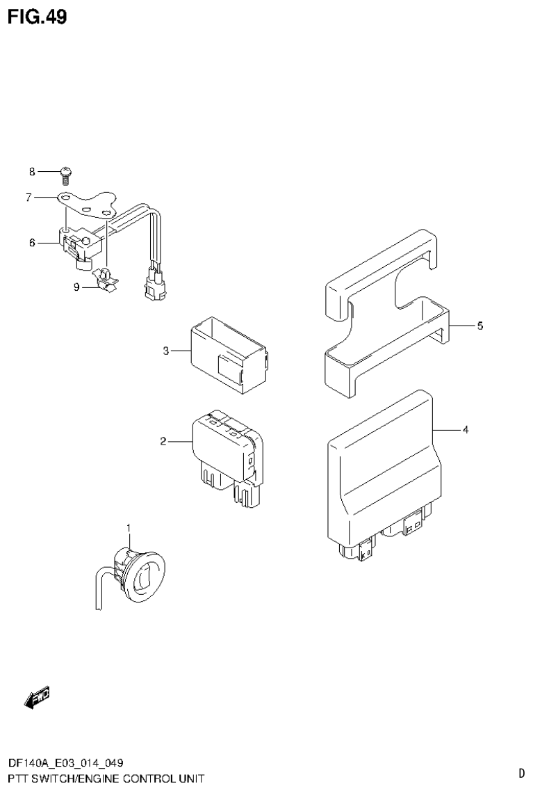 Suzuki DF115AT, DF115AZ, DF140AT, DF140AZ PTT SWITCH/ENGINE CONTROL UNIT (DF140AT E03) parts diagram