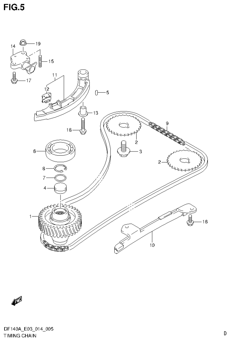 Suzuki DF115AT, DF115AZ, DF140AT, DF140AZ TIMING CHAIN parts diagram