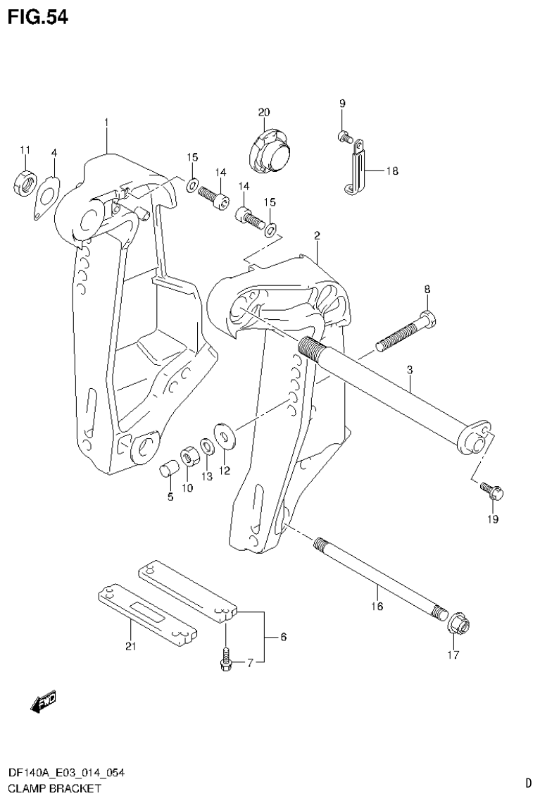 Suzuki DF115AT, DF115AZ, DF140AT, DF140AZ CLAMP BRACKET (DF140AT E03) parts diagram