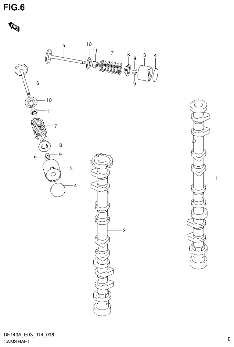 Suzuki DF115AT, DF115AZ, DF140AT, DF140AZ CAMSHAFT parts diagram