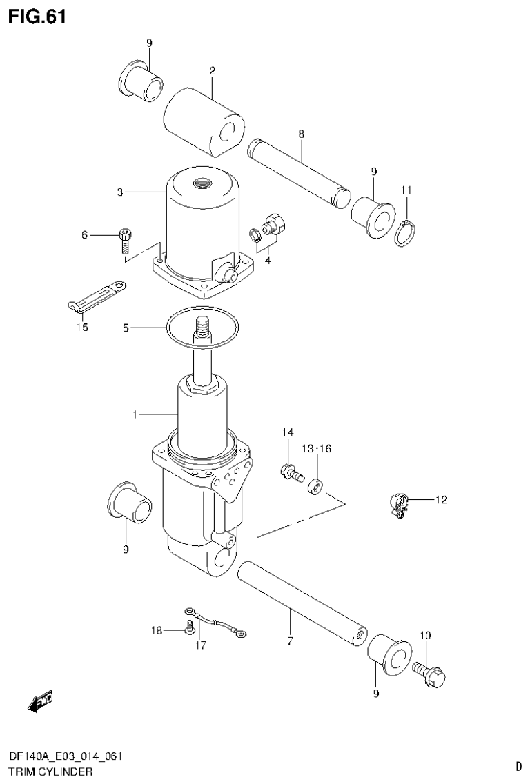 Suzuki DF115AT, DF115AZ, DF140AT, DF140AZ TRIM CYLINDER (DF100AT E03) parts diagram