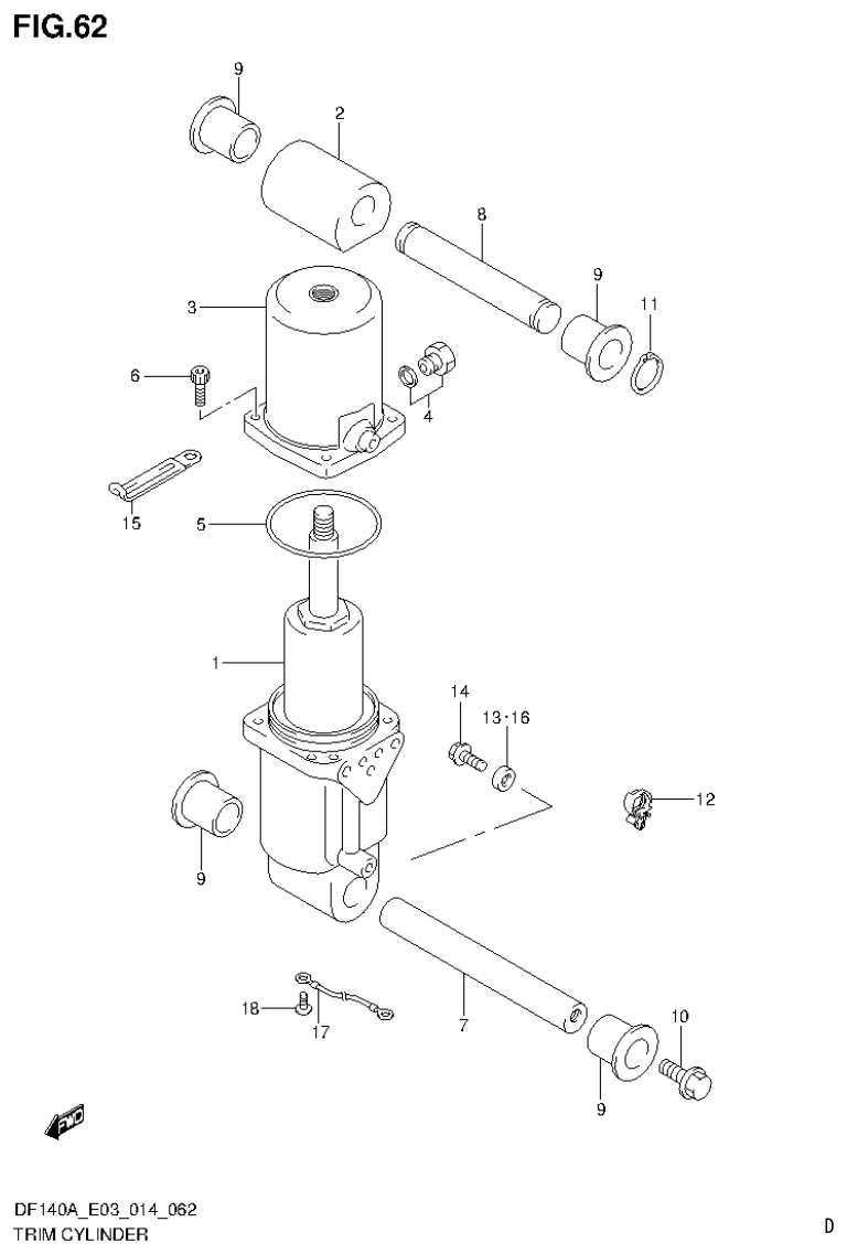 Suzuki DF115AT, DF115AZ, DF140AT, DF140AZ TRIM CYLINDER (DF115AT E03) parts diagram