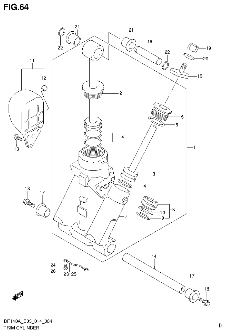Suzuki DF115AT, DF115AZ, DF140AT, DF140AZ TRIM CYLINDER (DF140AT E03) parts diagram