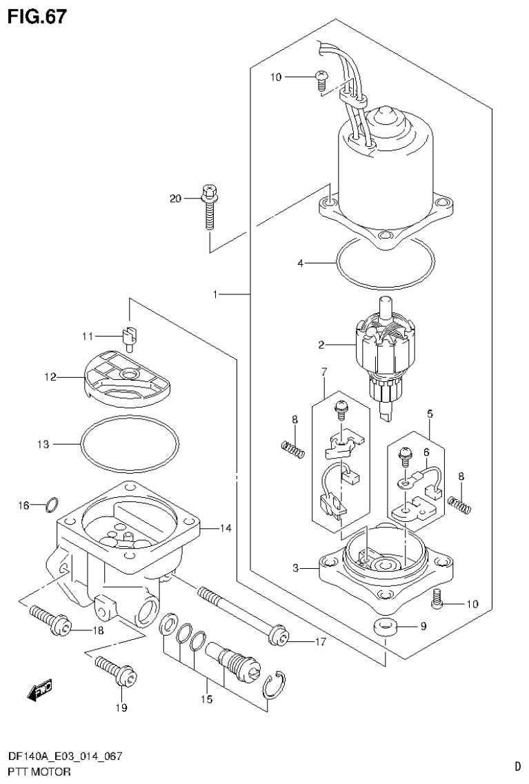 Suzuki DF115AT, DF115AZ, DF140AT, DF140AZ PTT MOTOR (DF115AT E03) parts diagram