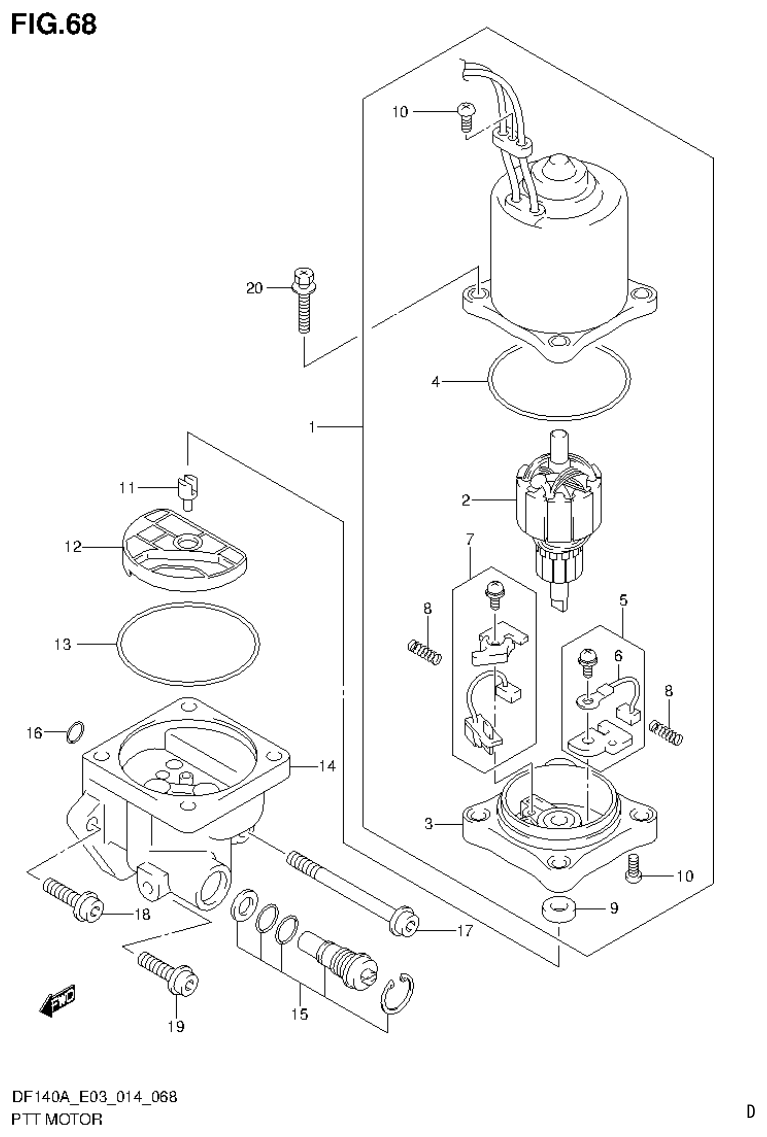 Suzuki DF115AT, DF115AZ, DF140AT, DF140AZ PTT MOTOR (DF115AZ E03) parts diagram