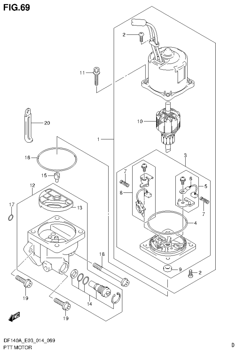 Suzuki DF115AT, DF115AZ, DF140AT, DF140AZ PTT MOTOR (DF140AT E03) parts diagram