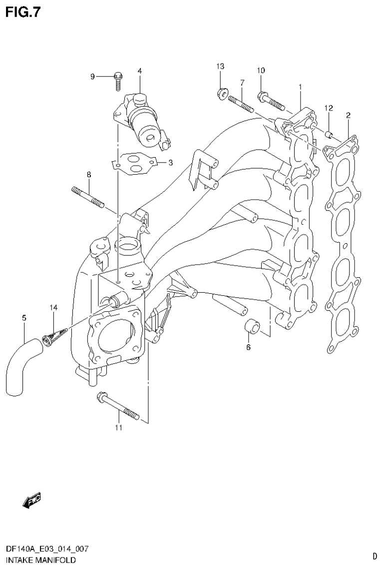 Suzuki DF115AT, DF115AZ, DF140AT, DF140AZ INTAKE MANIFOLD parts diagram