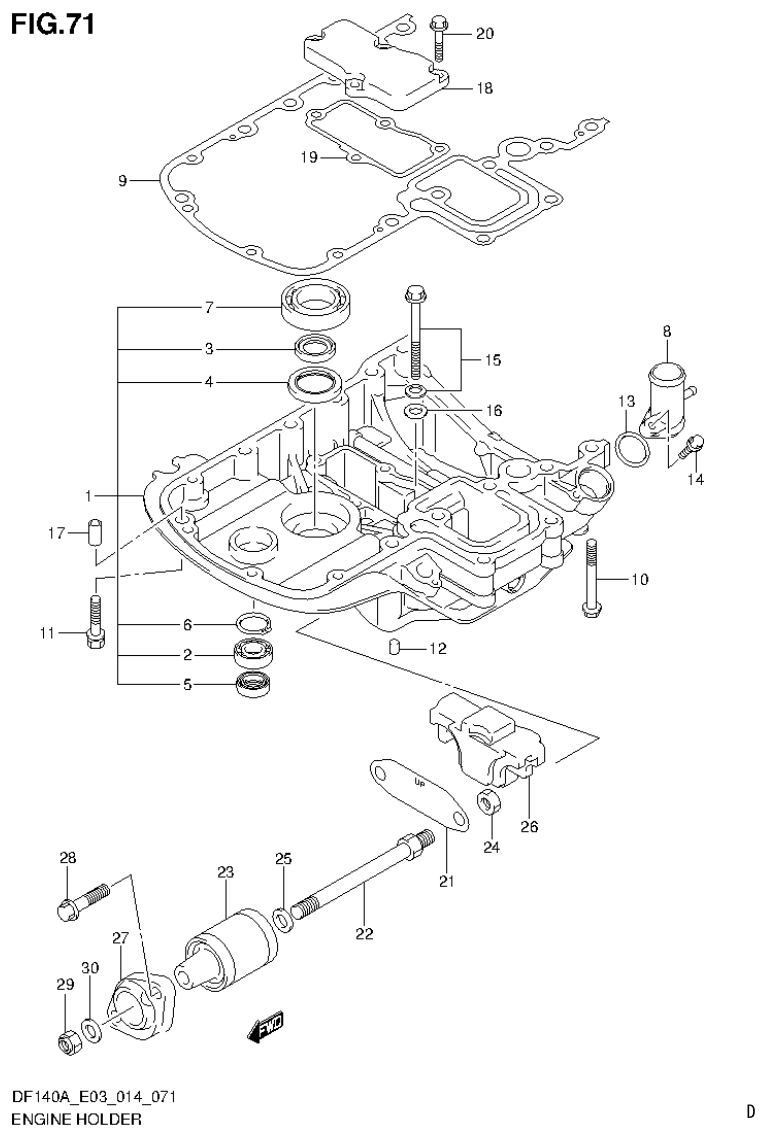 Suzuki DF115AT, DF115AZ, DF140AT, DF140AZ ENGINE HOLDER parts diagram