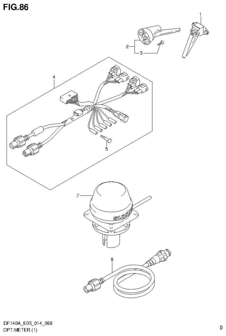 Suzuki DF115AT, DF115AZ, DF140AT, DF140AZ OPT:METER (1) parts diagram