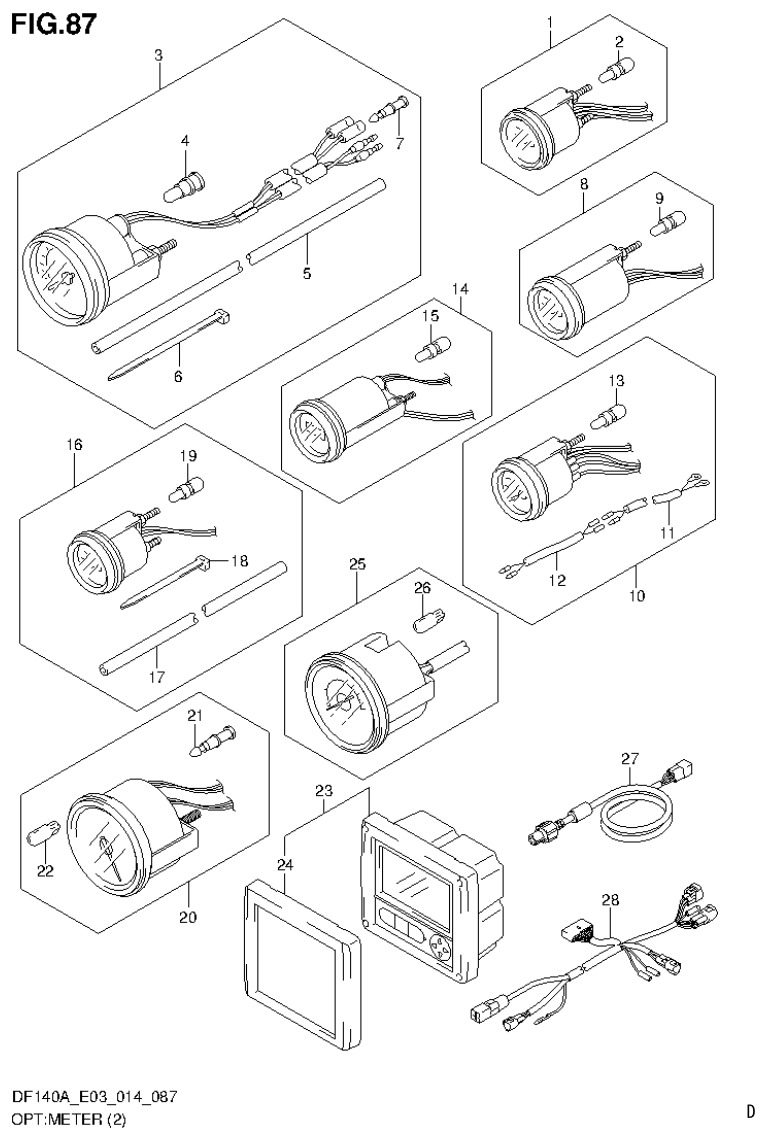 Suzuki DF115AT, DF115AZ, DF140AT, DF140AZ OPT:METER (2) parts diagram