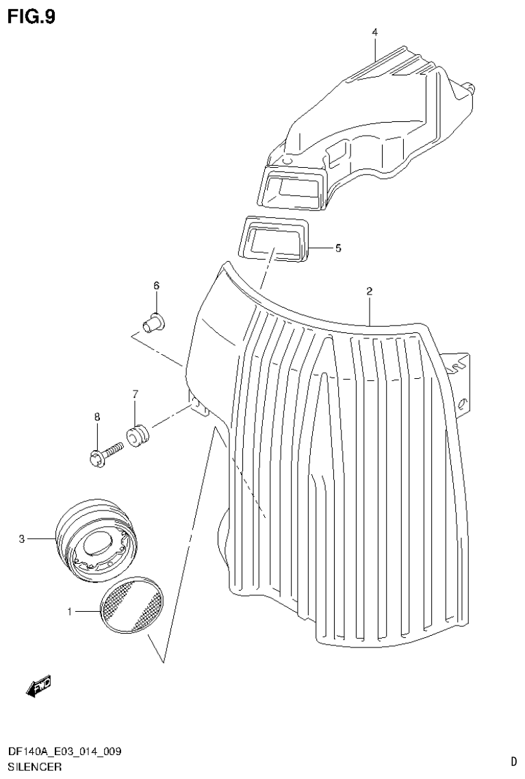 Suzuki DF115AT, DF115AZ, DF140AT, DF140AZ SILENCER (DF115AT E03) parts diagram