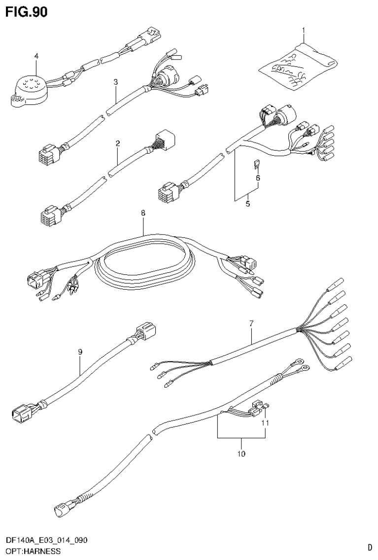 Suzuki DF115AT, DF115AZ, DF140AT, DF140AZ OPT:HARNESS parts diagram