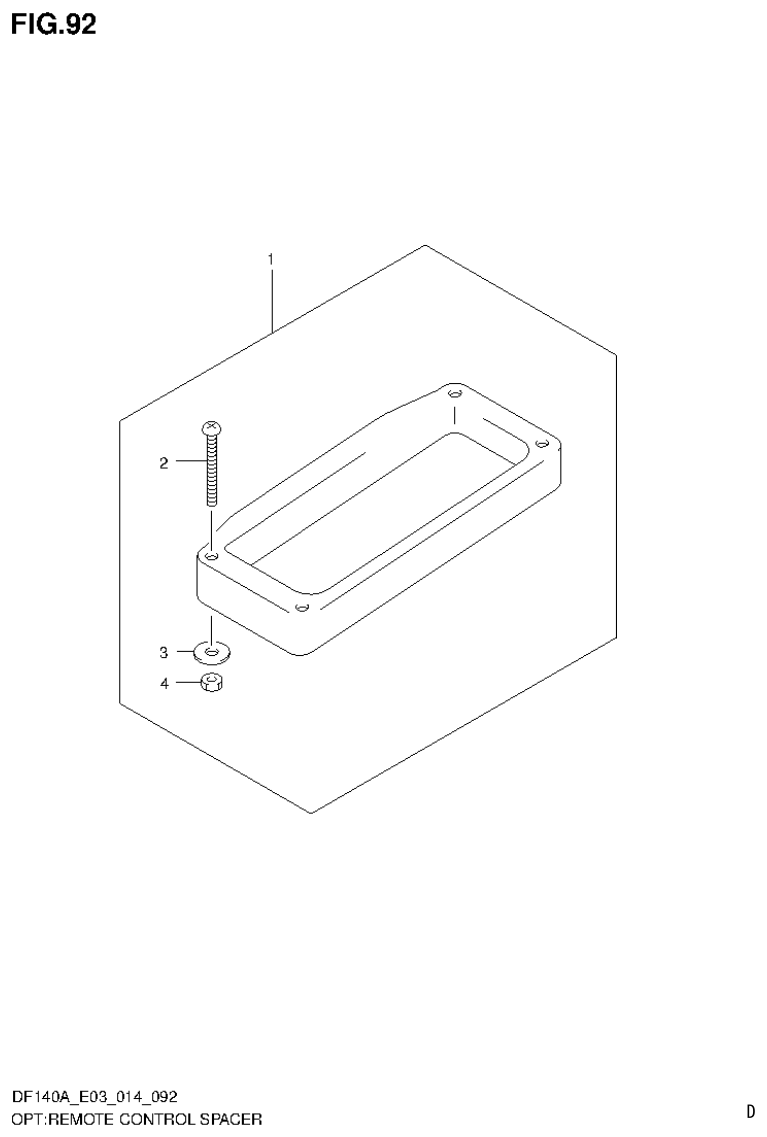 Suzuki DF115AT, DF115AZ, DF140AT, DF140AZ OPT:REMOTE CONTROL SPACER parts diagram