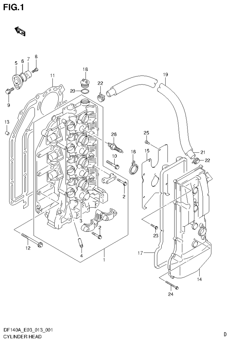 Suzuki DF140AT, DF140AZ CYLINDER HEAD parts diagram