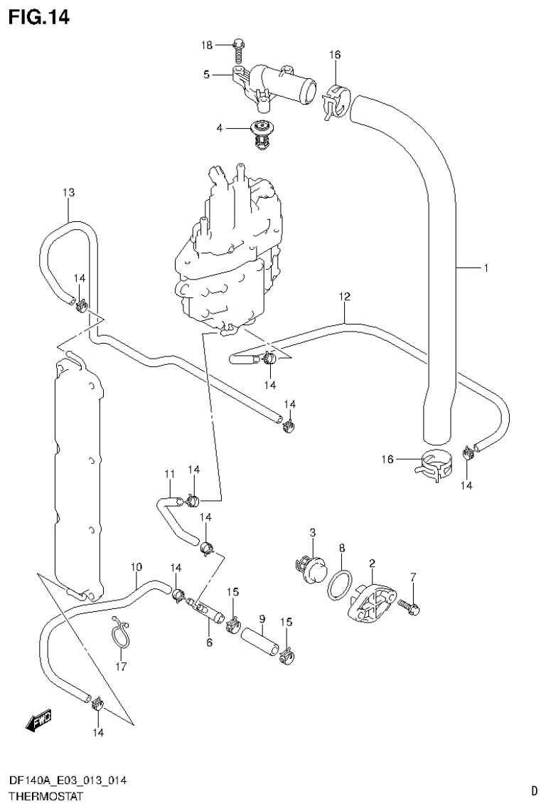 Suzuki DF140AT, DF140AZ THERMOSTAT parts diagram