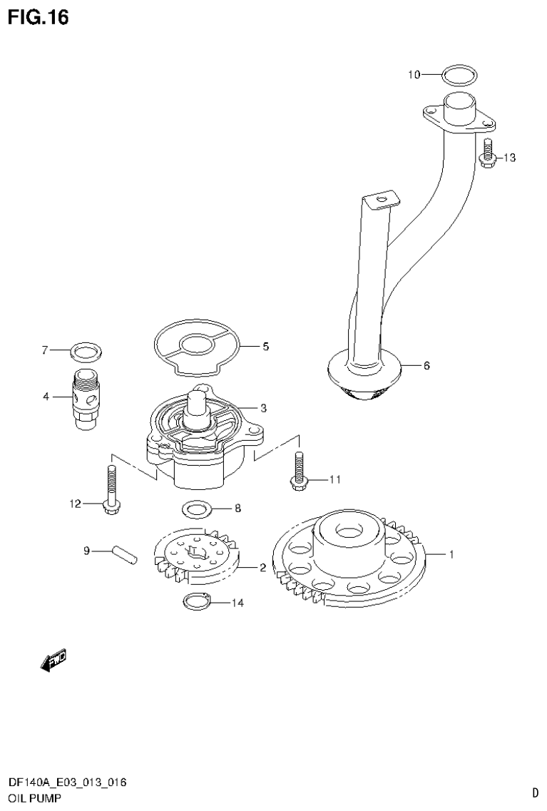 Suzuki DF140AT, DF140AZ OIL PUMP parts diagram