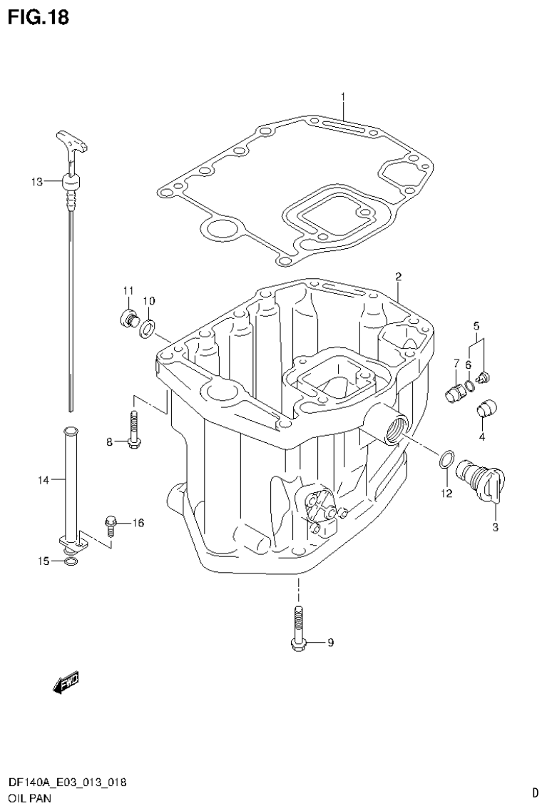 Suzuki DF140AT, DF140AZ OIL PAN parts diagram