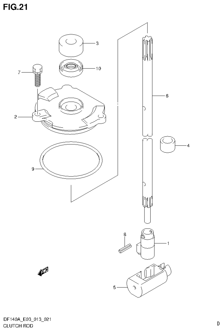 Suzuki DF140AT, DF140AZ CLUTCH ROD (DF140AT E03) parts diagram