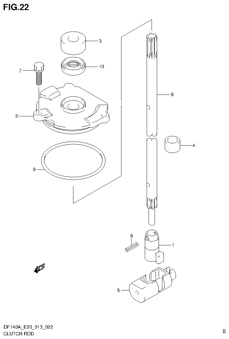 Suzuki DF140AT, DF140AZ CLUTCH ROD (DF140AZ E03) parts diagram