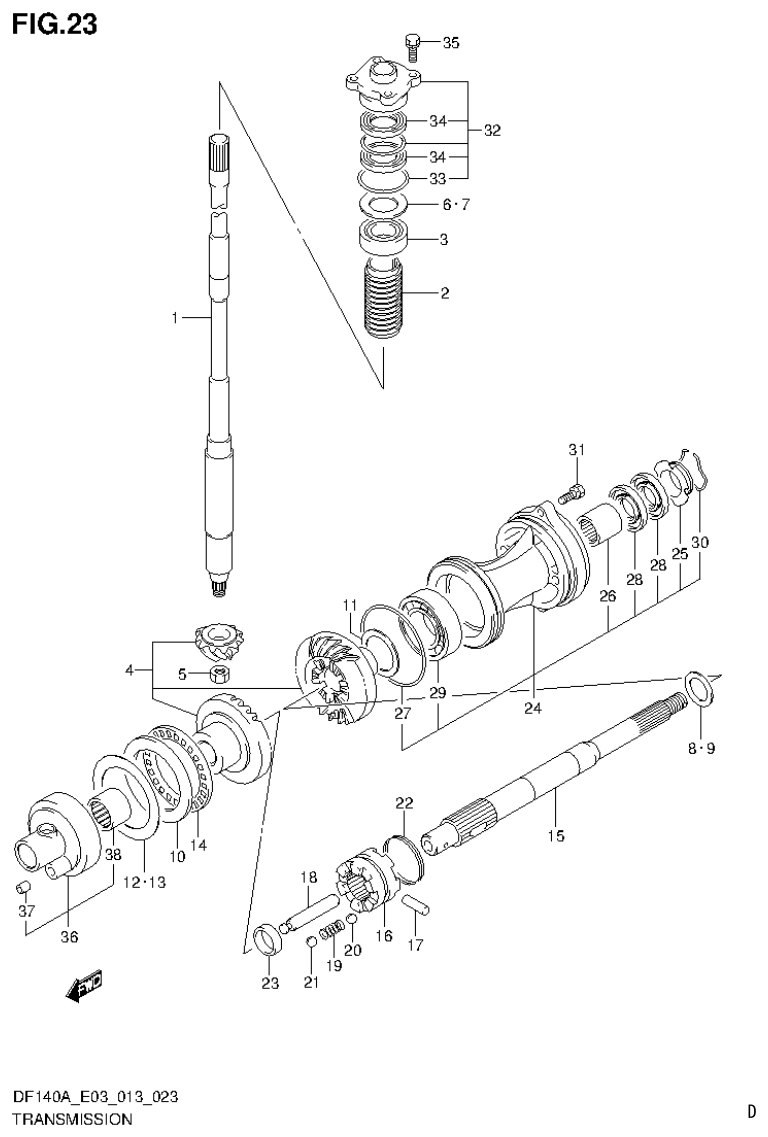 Suzuki DF140AT, DF140AZ TRANSMISSION (DF140AT E03) parts diagram
